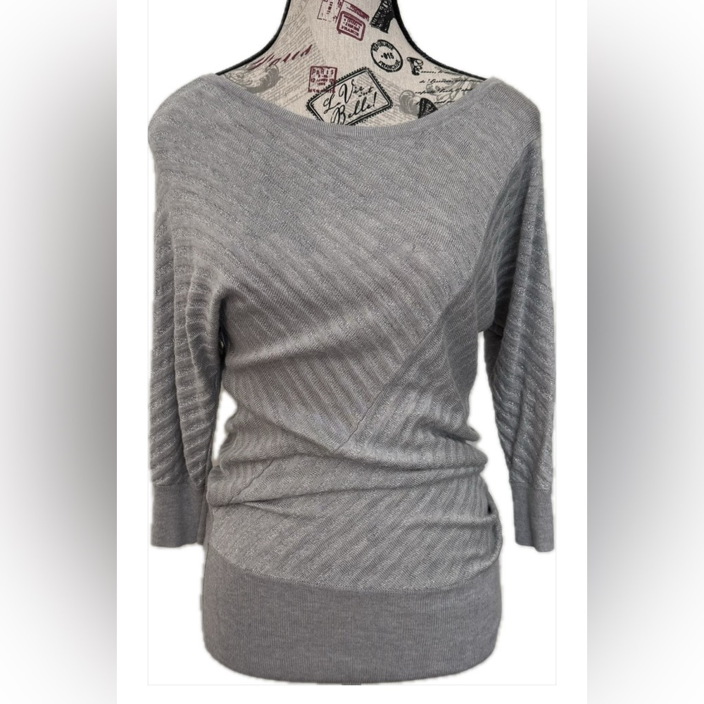 White House Black Market Metallic Gray Sweater